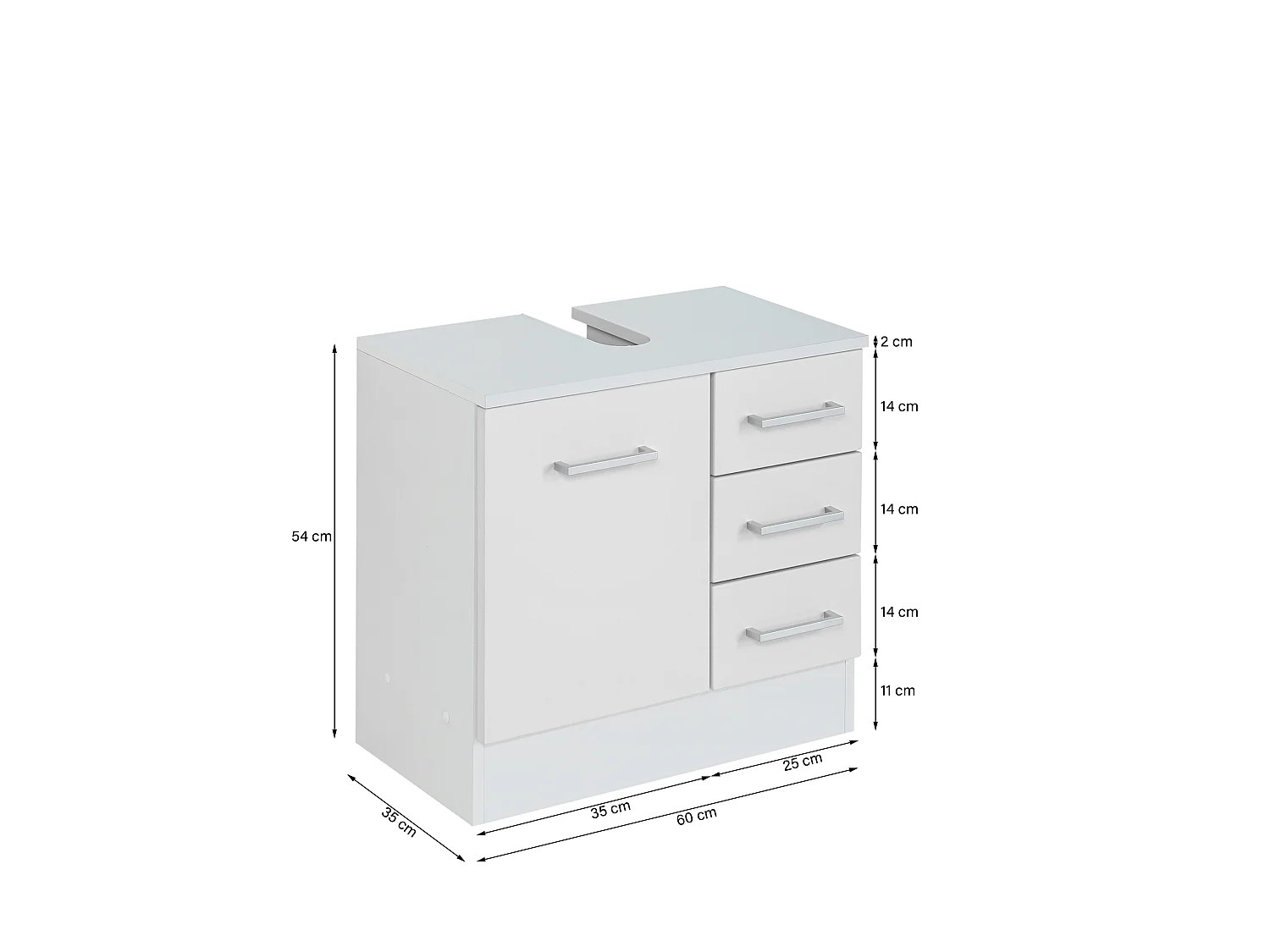 Held Möbel Ensemble de meuble-lavabo 2 pièces Riga blanc mat L/H/P 60 x 200 x 35 cm