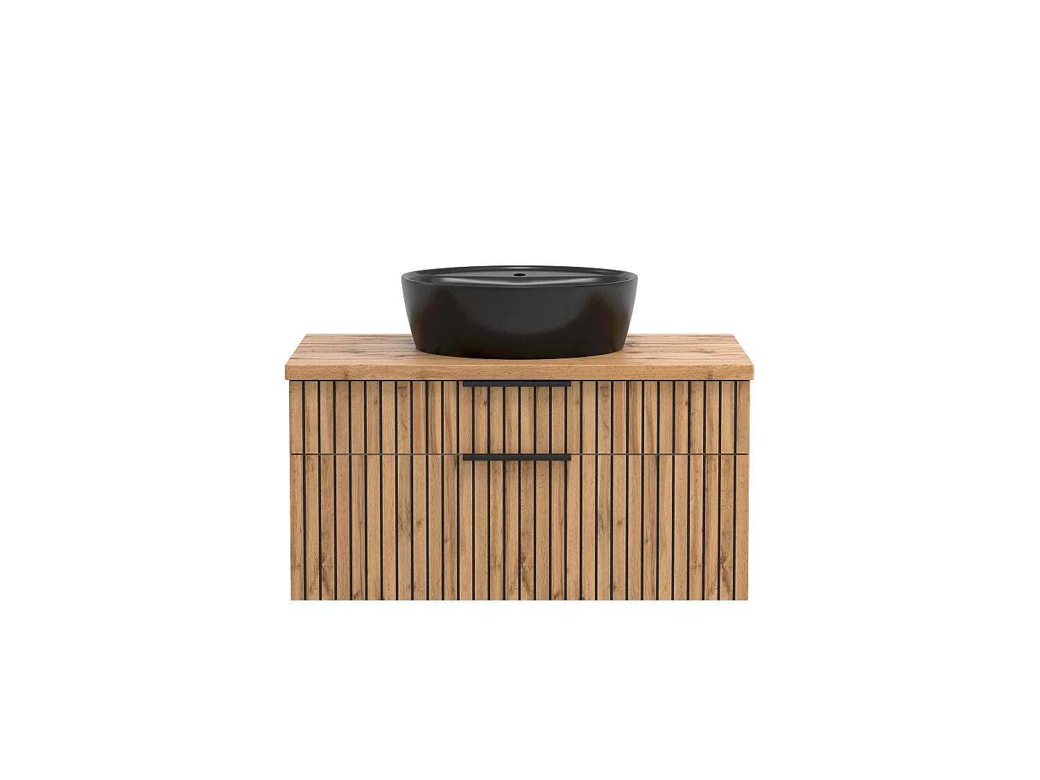 Held Möbel Ensemble de meuble-lavabo 2 pièces Liverpool chêne Wotan / noir rayé L/H/P 80 x 200 x 47 cm