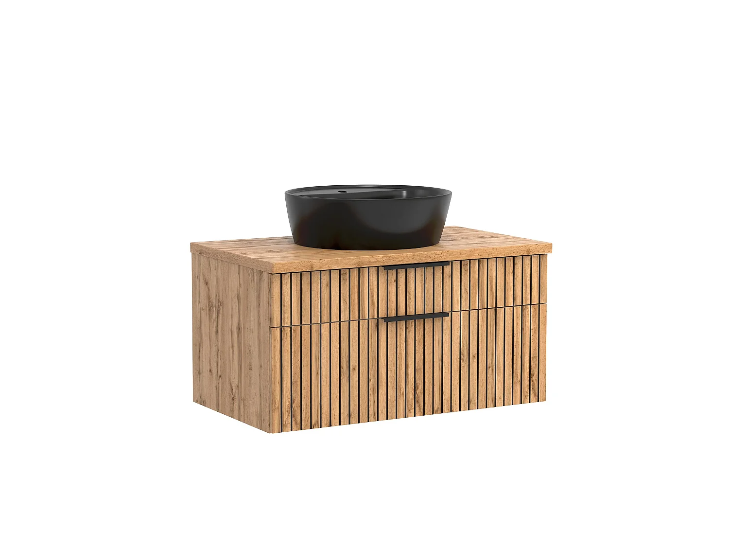 Held Möbel Ensemble de meuble-lavabo 2 pièces Liverpool chêne Wotan / noir rayé L/H/P 80 x 200 x 47 cm