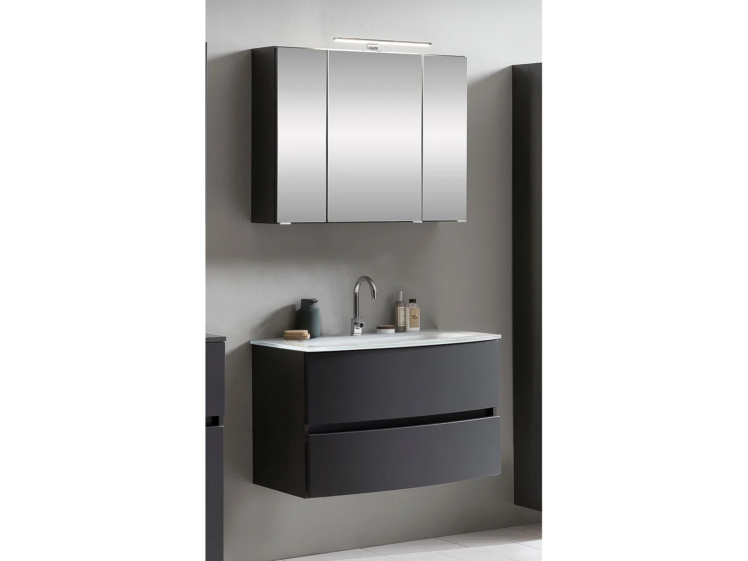 Held Möbel Ensemble de meuble-lavabo Kopenhagen verre blanc L/H/P 80 x 200 x 49 cm