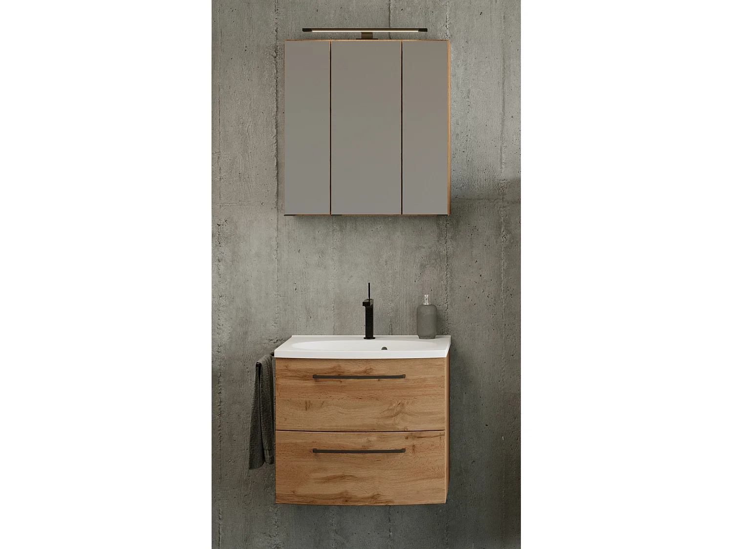 Held Möbel Ensemble de meuble-lavabo 2 pièces Manchester chêne Wotan L/H/P 60 x 200 x 45 cm