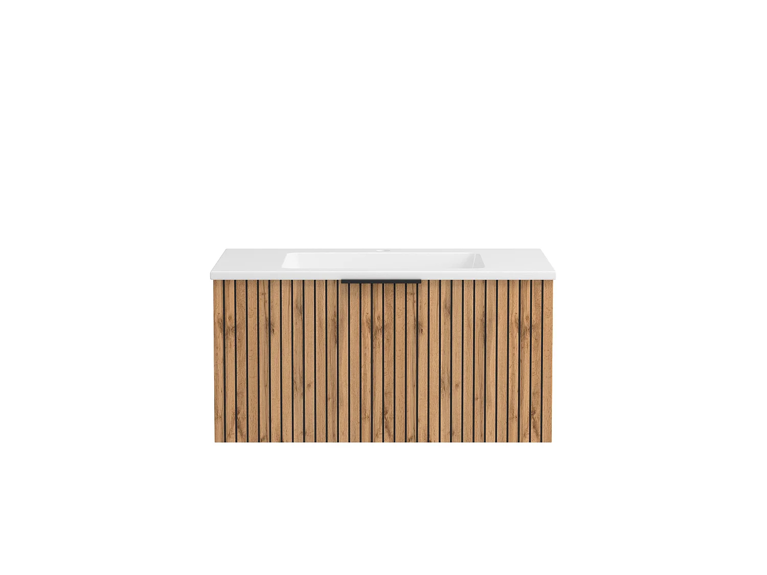 Held Möbel Ensemble de meuble-lavabo 2 pièces Liverpool chêne Wotan / noir rayé L/H/P 80 x 200 x 47 cm