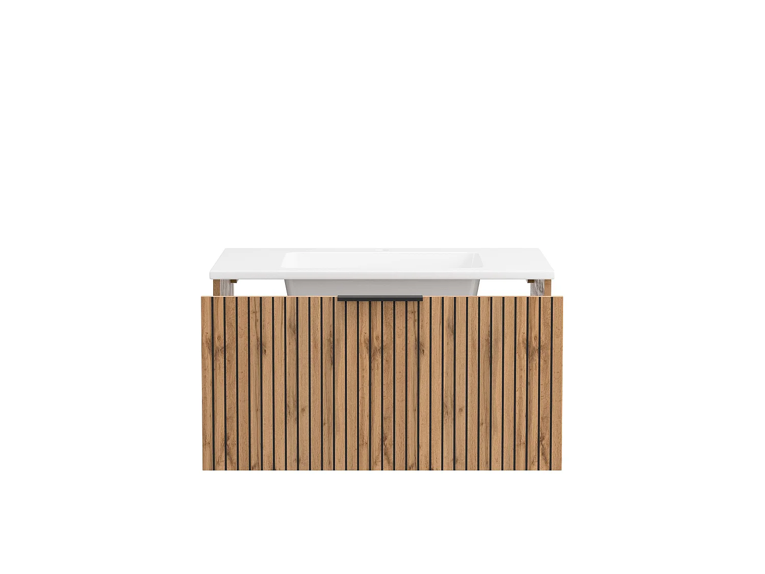 Held Möbel Ensemble de meuble-lavabo 2 pièces Liverpool chêne Wotan / noir rayé L/H/P 80 x 200 x 47 cm