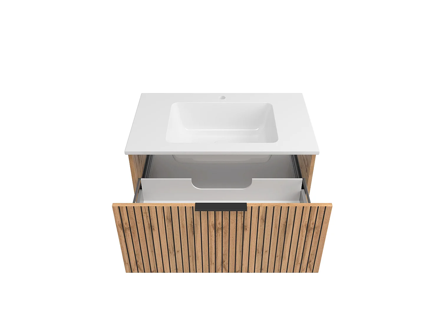 Held Möbel Ensemble de meuble-lavabo 2 pièces Liverpool chêne Wotan / noir rayé L/H/P 80 x 200 x 47 cm