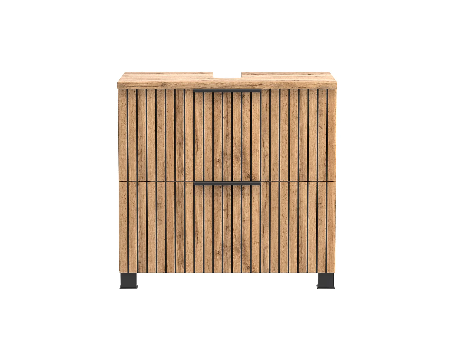 Held Möbel Ensemble de meuble-lavabo encastré 2 pièces Liverpool chêne Wotan / noir rayé L/H/P 60 x 200 x 35 cm