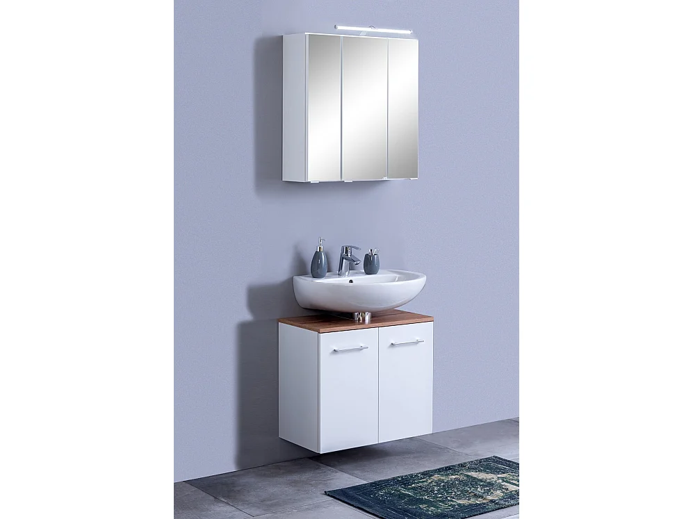 Held Möbel Ensemble de meuble-lavabo 2 pièces Paris blanc L/H/P 60 x 200 x 35 cm