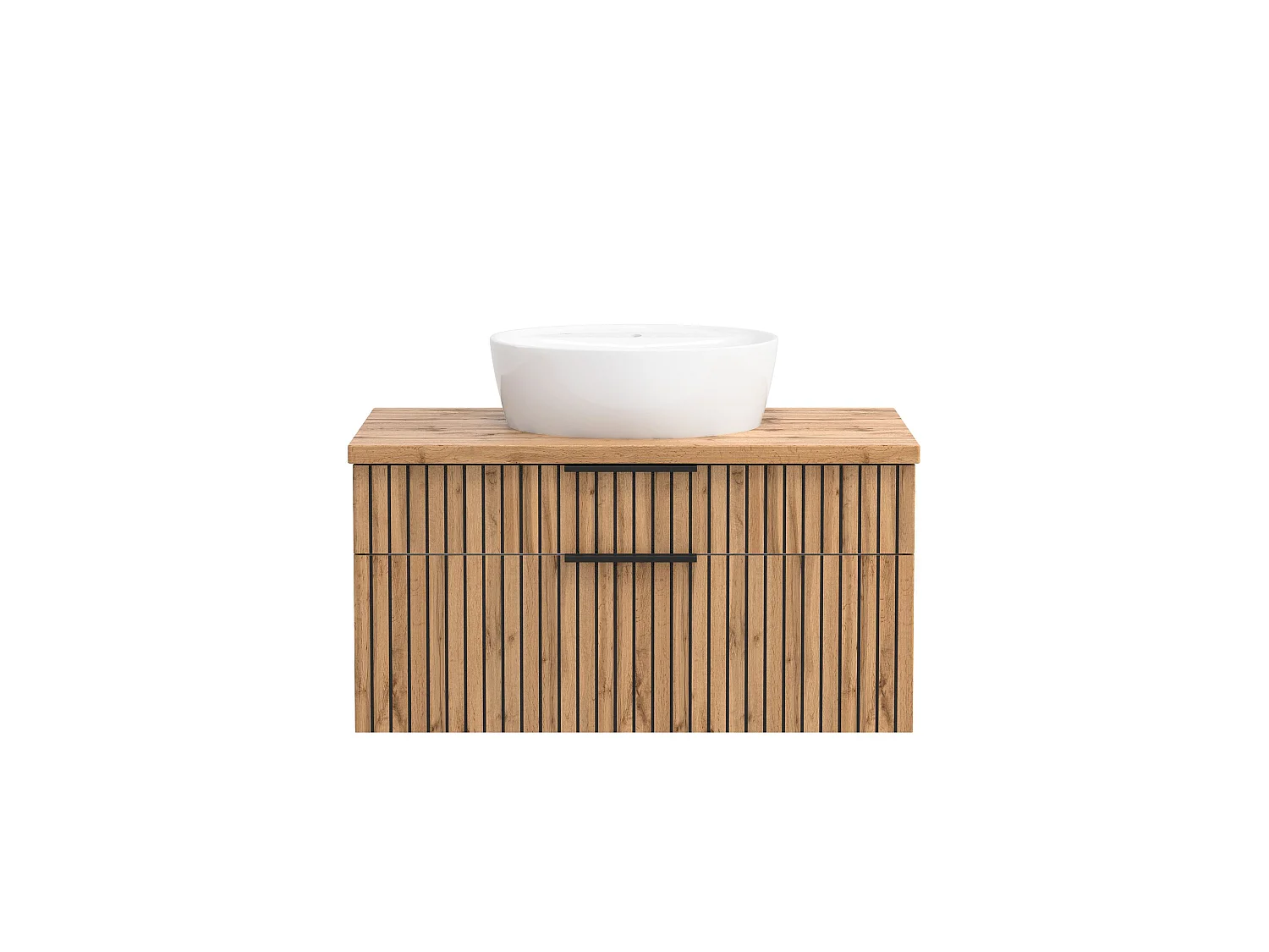 Held Möbel Ensemble de meuble-lavabo 2 pièces Liverpool chêne Wotan / noir rayé L/H/P 80 x 200 x 47 cm