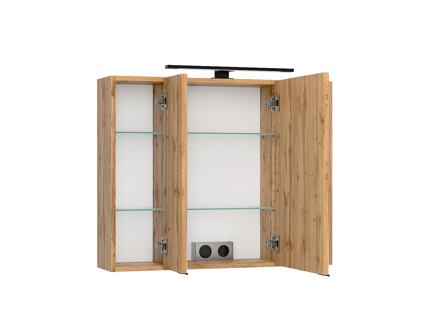 Held Möbel Ensemble de meuble-lavabo 2 pièces Liverpool chêne Wotan / noir rayé L/H/P 80 x 200 x 47 cm