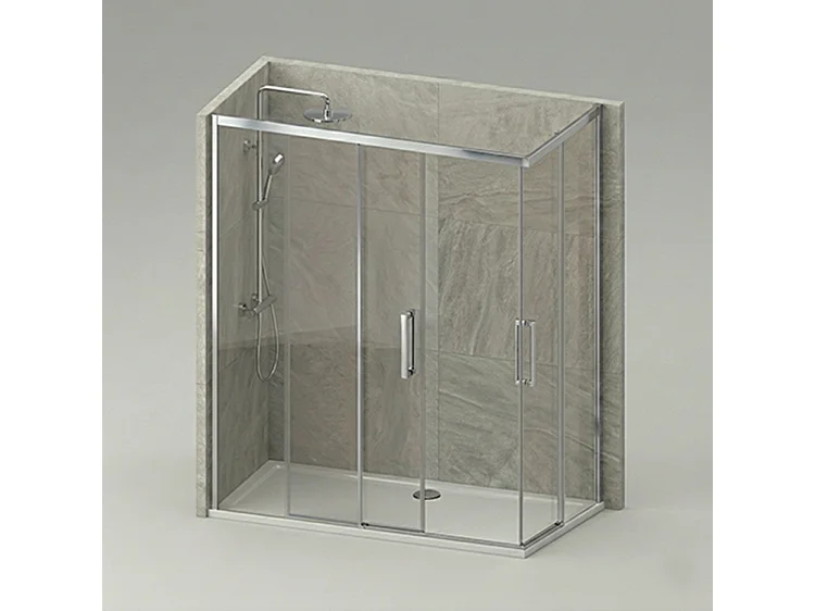 Mampara de ducha angular corredera 70x100 Cromo Cristal Templado Antical Transparente 6 mm