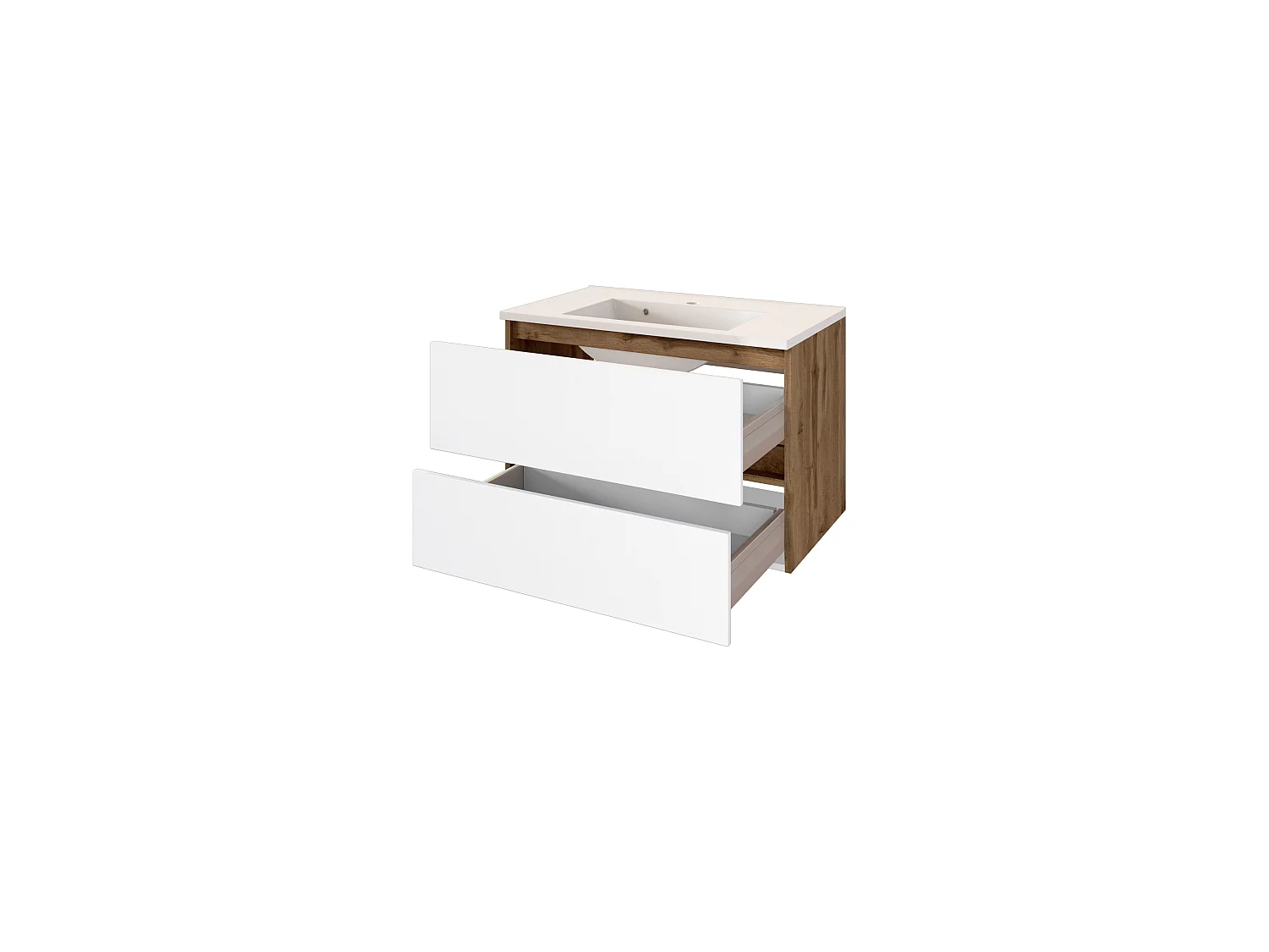 Held Möbel Meuble-lavabo Lucca blanc mat / chêne Wotan L/H/P 80 x 54 x 47 cm
