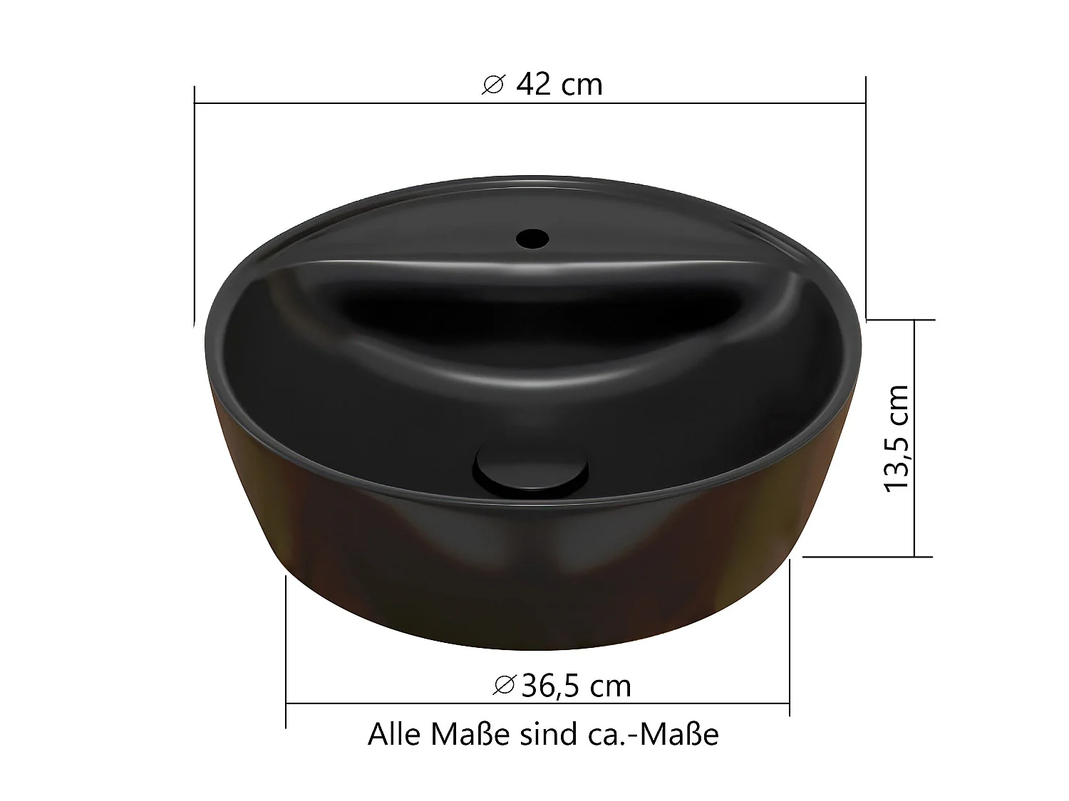 Held Möbel Meuble-lavabo avec vasque à poser Liverpool chêne Wotan / noir rayé L/H/P 80 x 54,5 x 47 cm