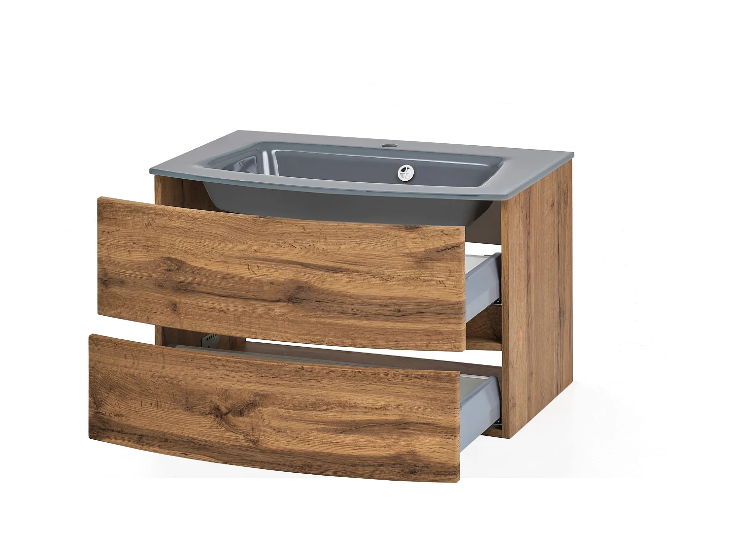 Held Möbel Meuble-lavabo Kopenhagen verre gris L/H/P 80 x 54 x 49 cm