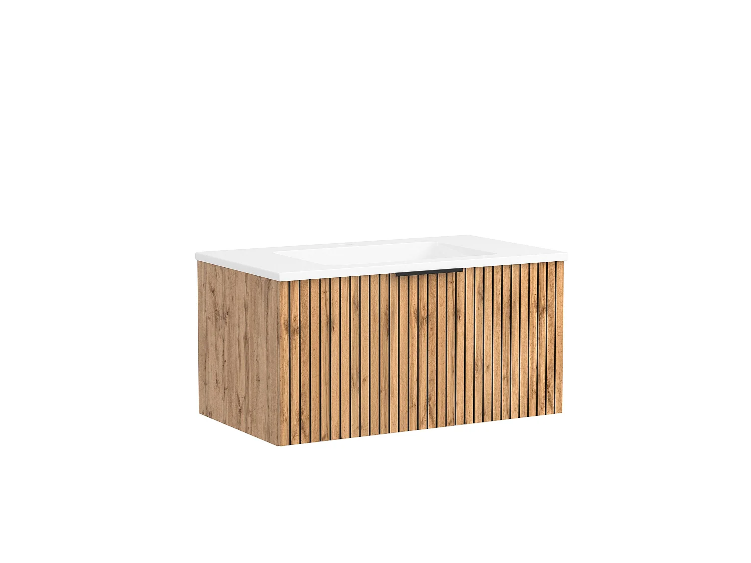 Held Möbel Meuble-lavabo avec vasque à poser Liverpool chêne Wotan / noir rayé L/H/P 80 x 41 x 47 cm