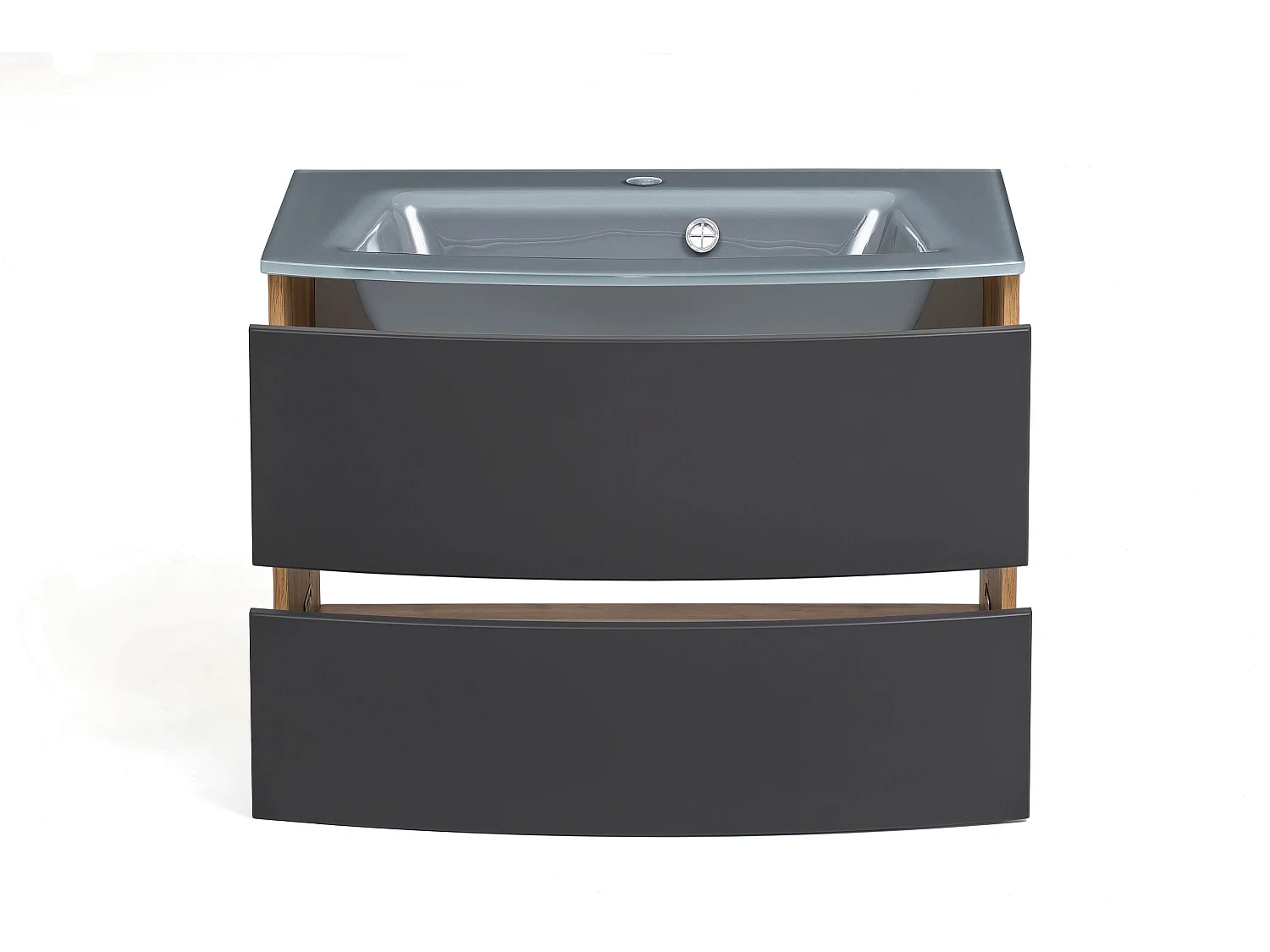 Held Möbel Meuble-lavabo Kopenhagen verre gris L/H/P 80 x 54 x 49 cm