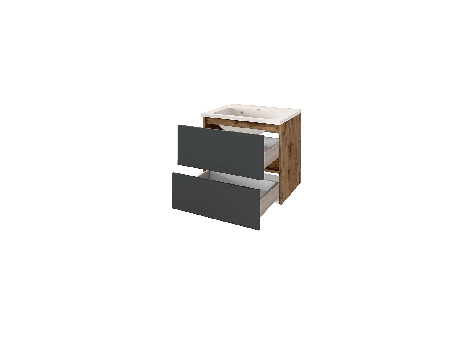 Held Möbel Meuble-lavabo Lucca gris mat / chêne Wotan L/H/P 60 x 54 x 47 cm