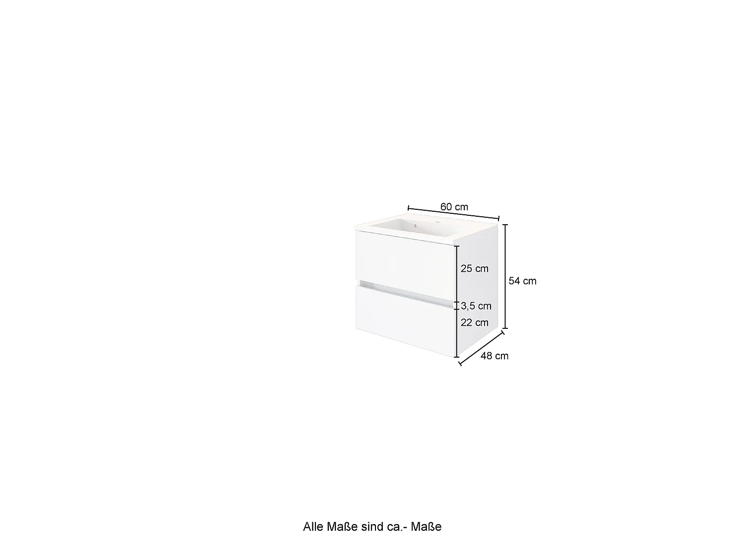 Held Möbel Meuble-lavabo Lucca gris mat / chêne Wotan L/H/P 60 x 54 x 47 cm