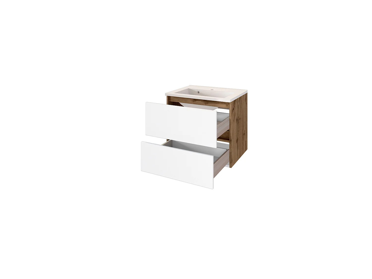Held Möbel Meuble-lavabo Lucca blanc mat / chêne Wotan L/H/P 60 x 54 x 47 cm
