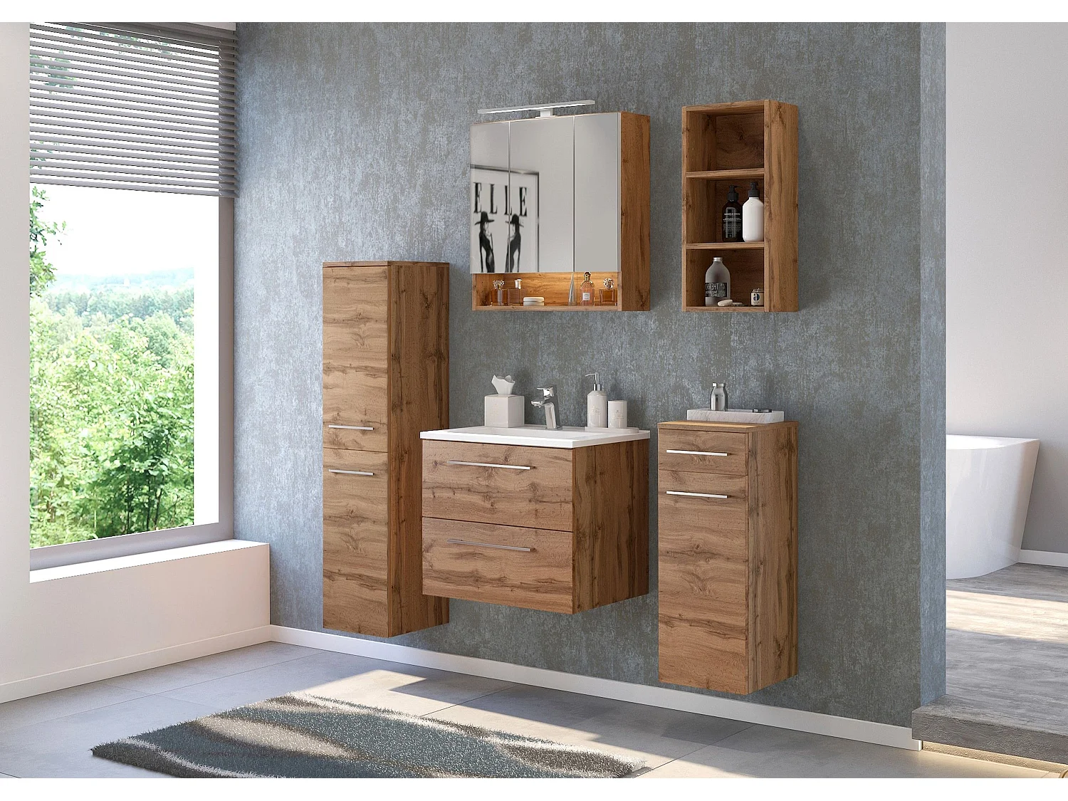 Held Möbel Meuble-lavabo Livorno L/H/P 60 x 54 x 47 cm