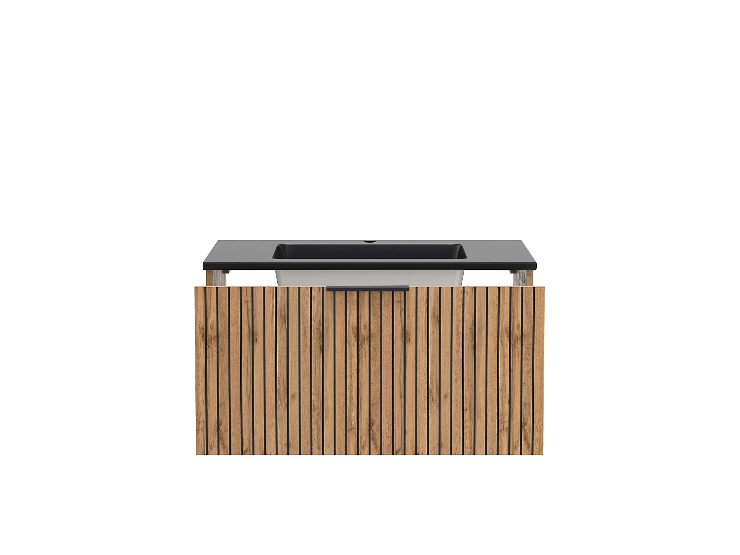 Held Möbel Meuble-lavabo avec vasque à poser Liverpool chêne Wotan / noir rayé L/H/P 80 x 41 x 47 cm