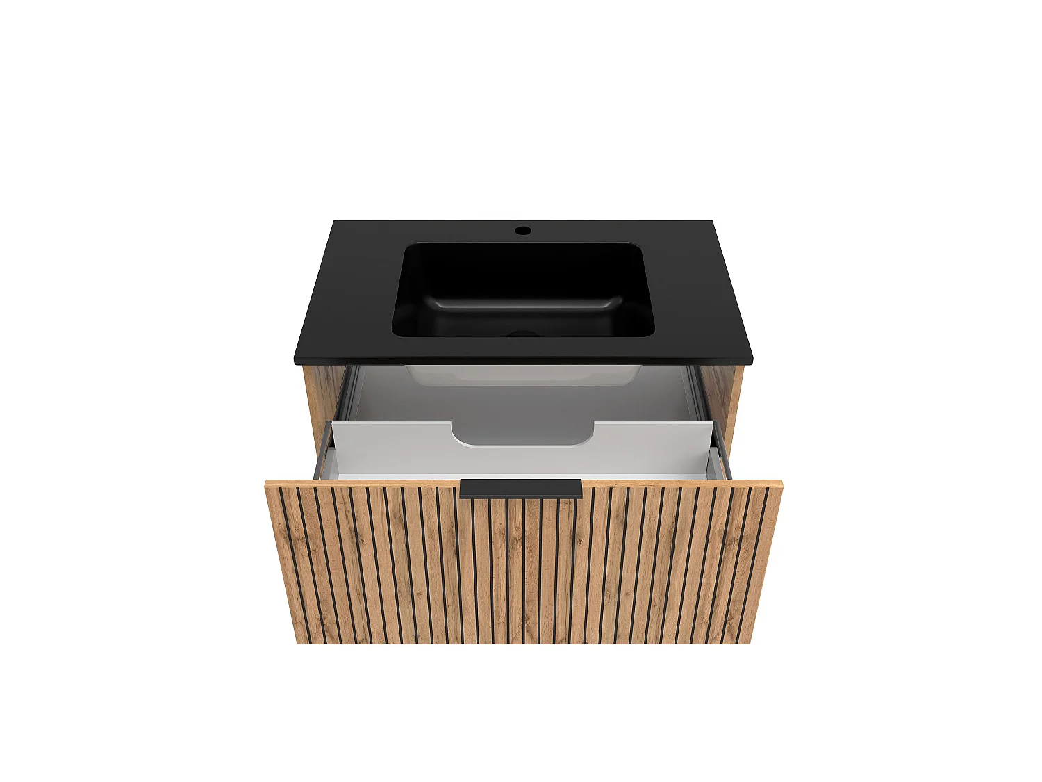 Held Möbel Meuble-lavabo avec vasque à poser Liverpool chêne Wotan / noir rayé L/H/P 80 x 41 x 47 cm