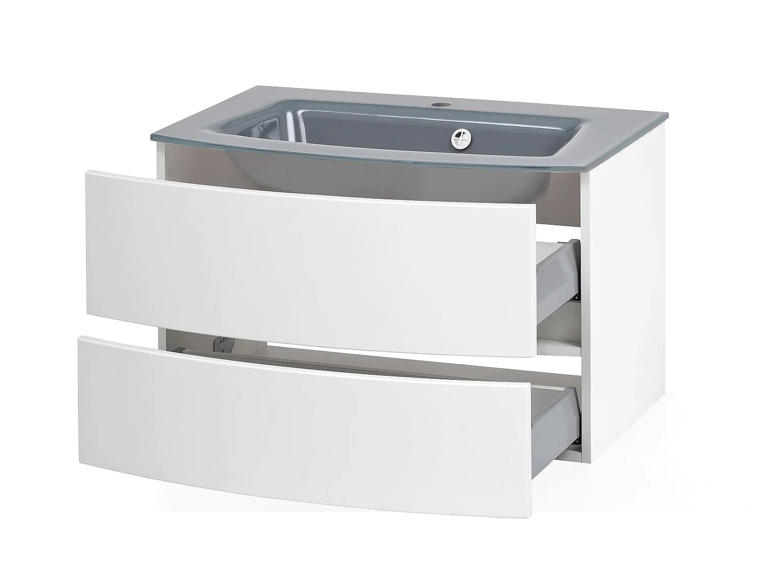 Held Möbel Meuble-lavabo Kopenhagen verre gris L/H/P 80 x 54 x 49 cm