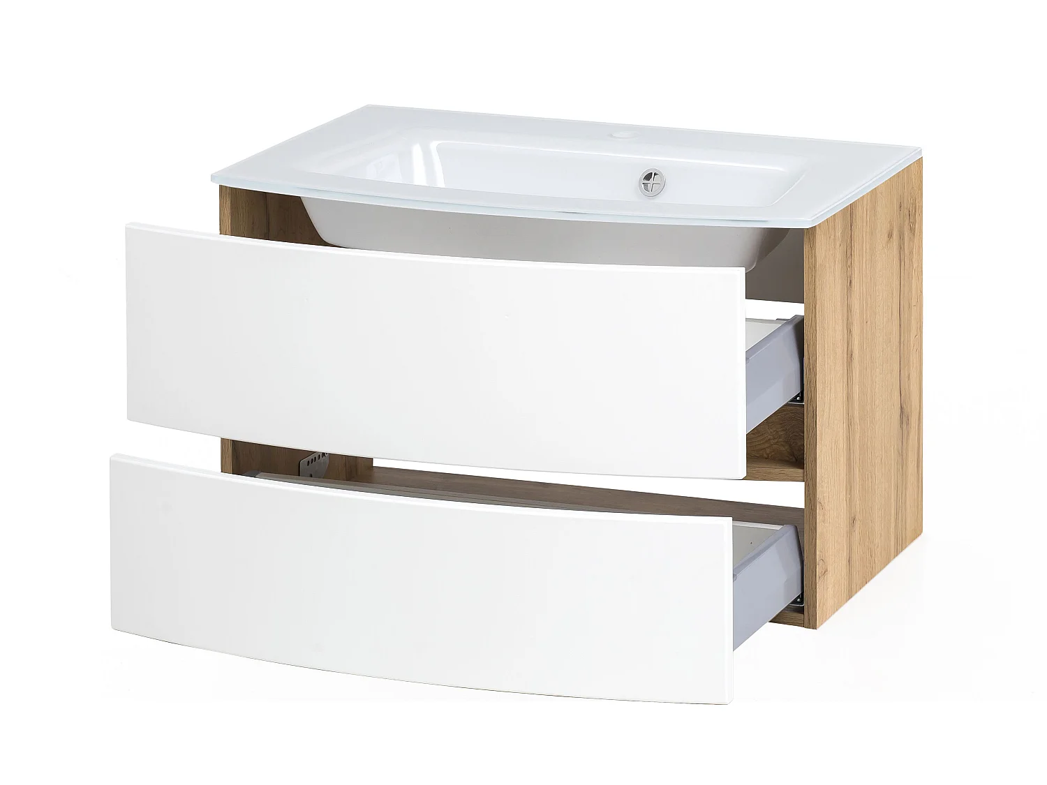 Held Möbel Meuble-lavabo Kopenhagen verre blanc L/H/P 80 x 54 x 49 cm