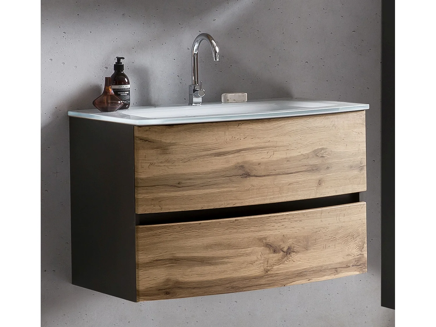 Held Möbel Meuble-lavabo Kopenhagen verre blanc L/H/P 80 x 54 x 49 cm