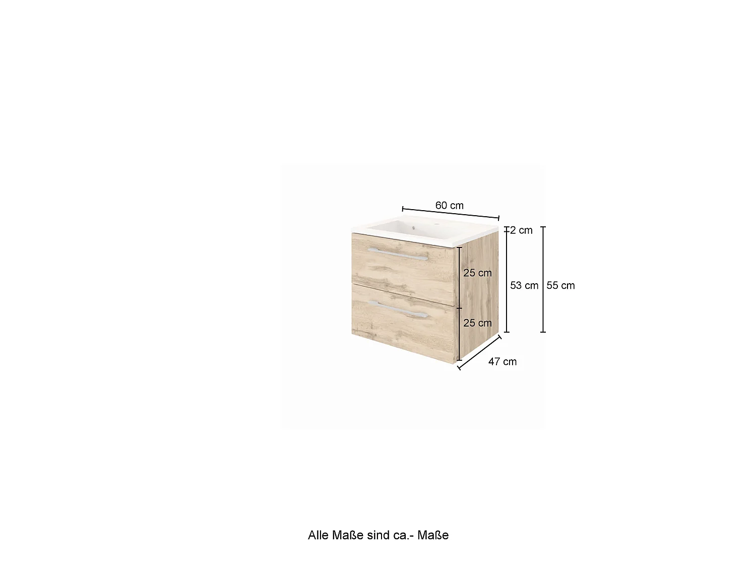 Held Möbel Meuble-lavabo Livorno L/H/P 60 x 54 x 47 cm