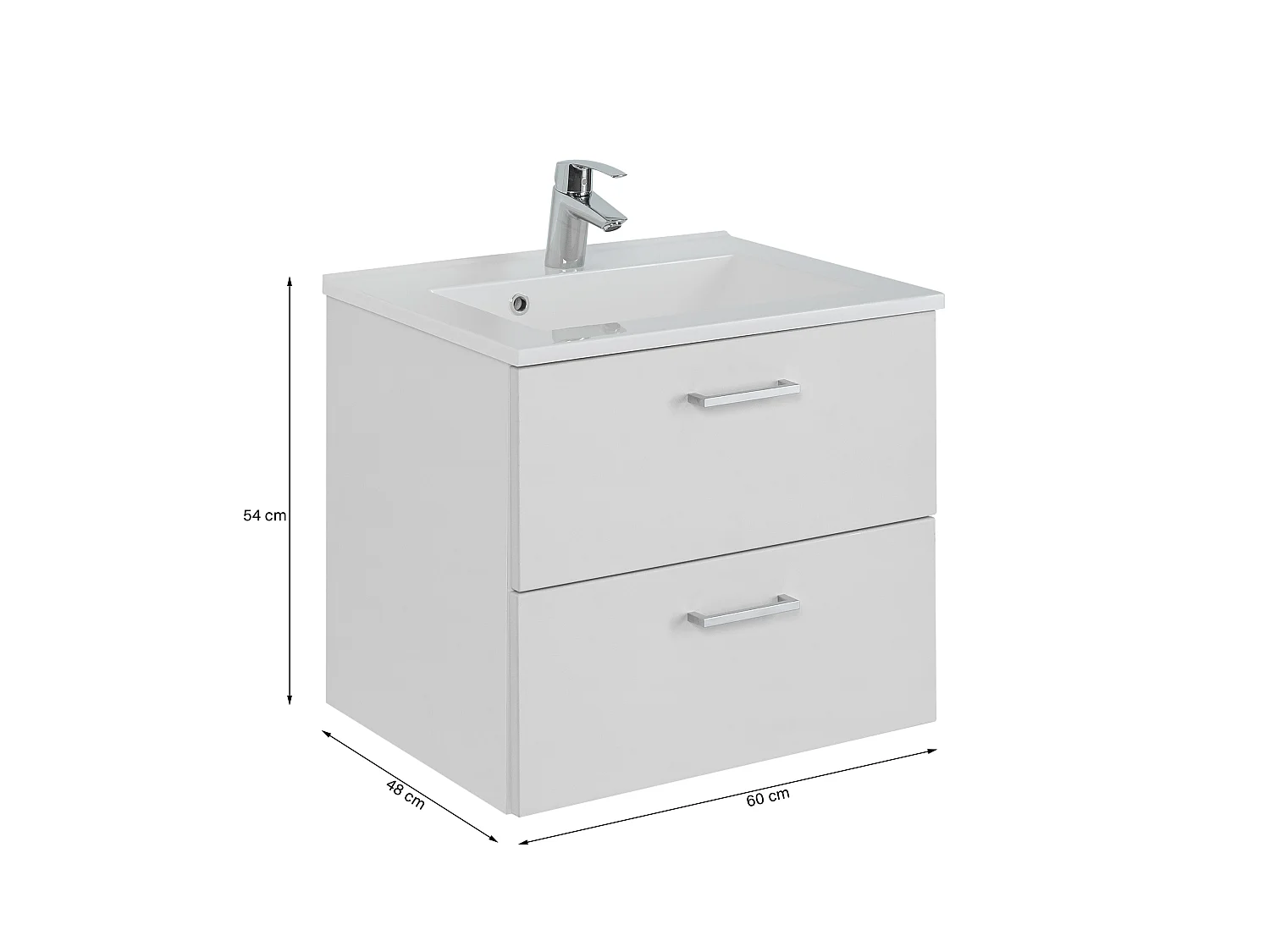 Held Möbel Meuble-lavabo Riga blanc mat L/H/P 60 x 54 x 47 cm