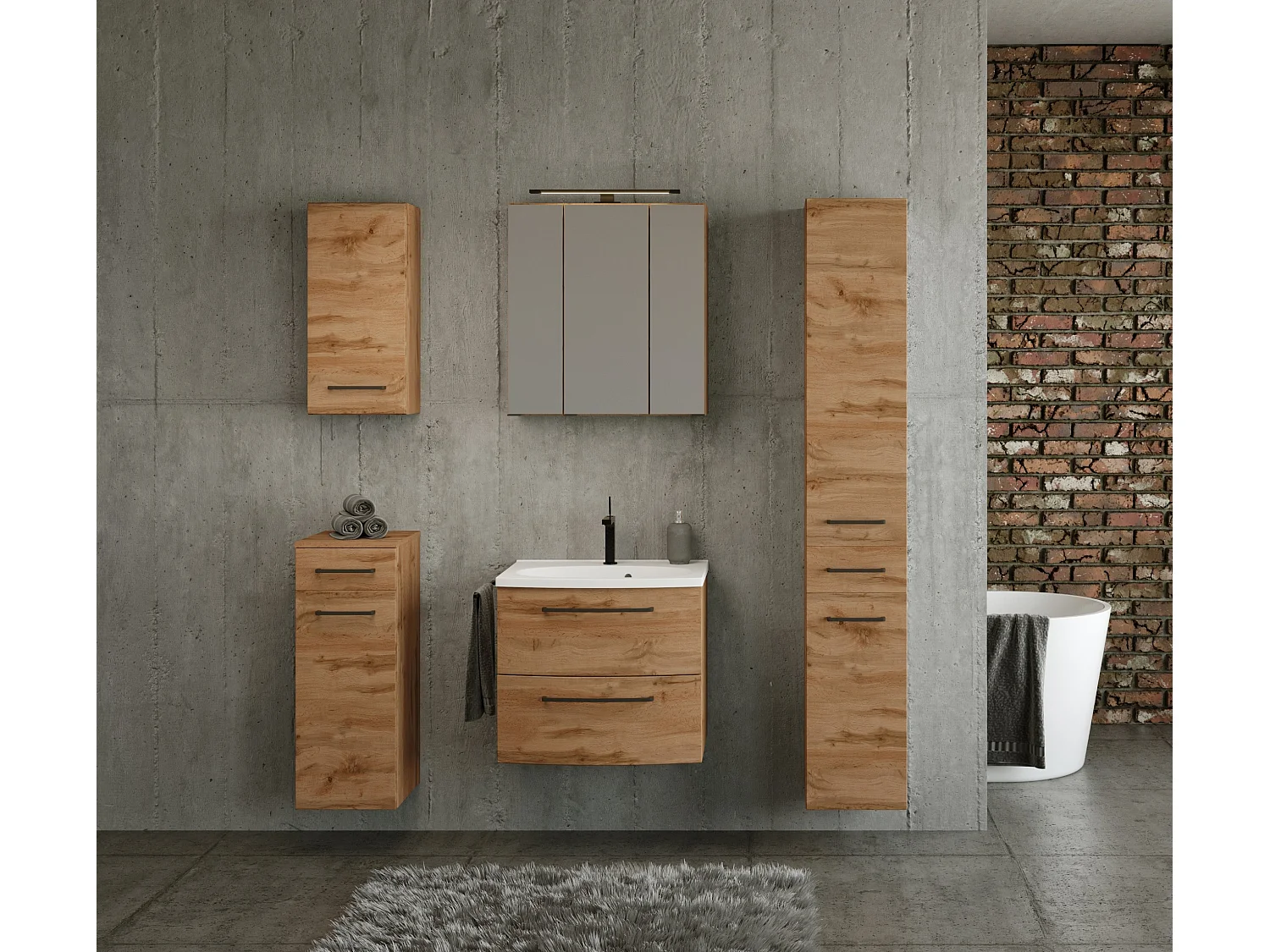 Held Möbel Meuble-lavabo Manchester chêne Wotan L/H/P 60 x 54 x 45 cm