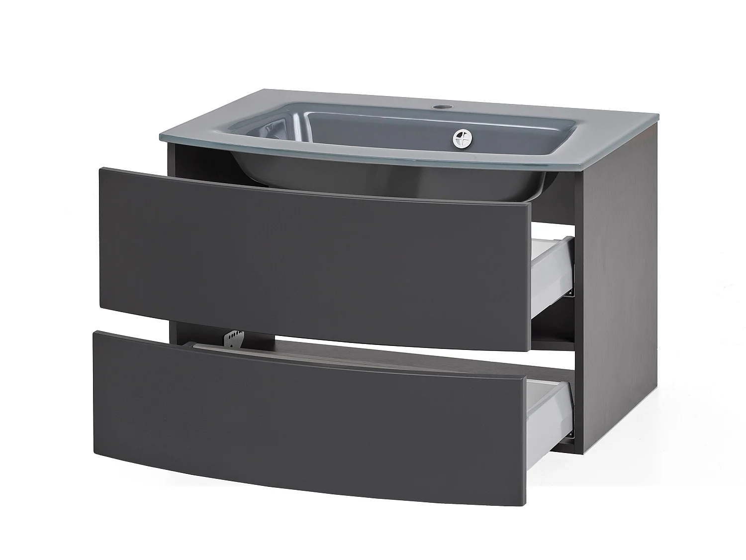 Held Möbel Meuble-lavabo Kopenhagen verre gris L/H/P 80 x 54 x 49 cm