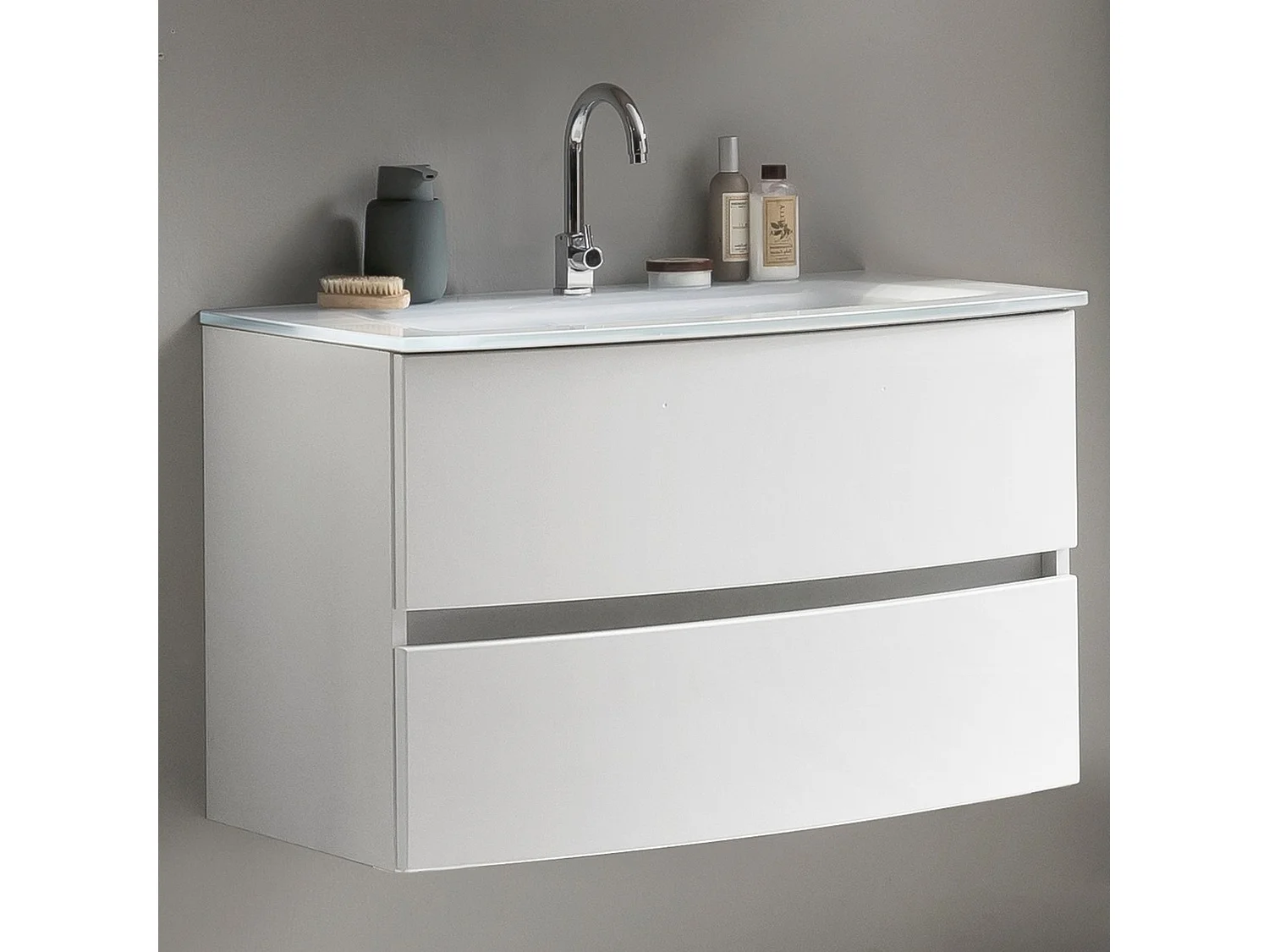Held Möbel Meuble-lavabo Kopenhagen verre blanc L/H/P 80 x 54 x 49 cm
