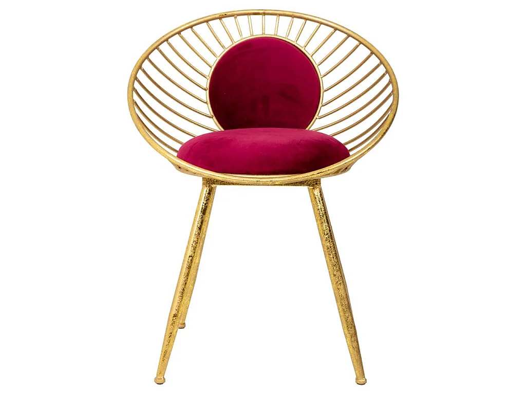 Banco estofado em metal dourado vermelho 55x46x70