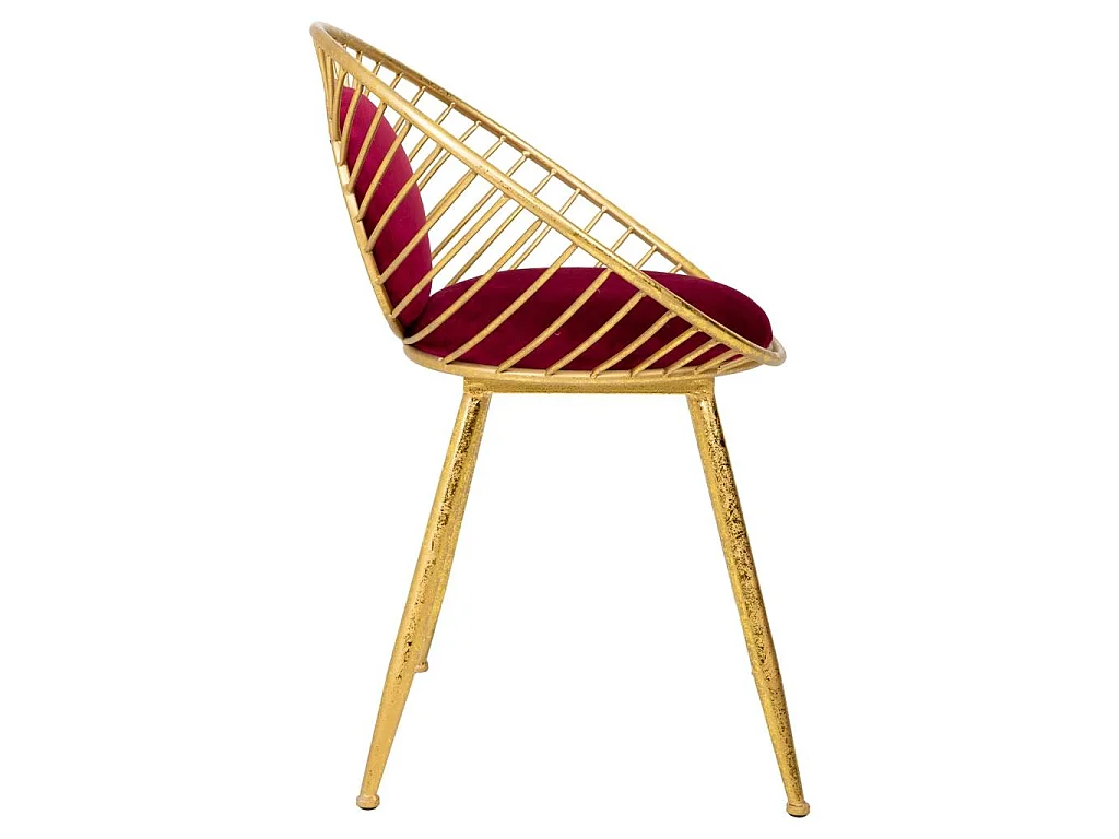 Banco estofado em metal dourado vermelho 55x46x70