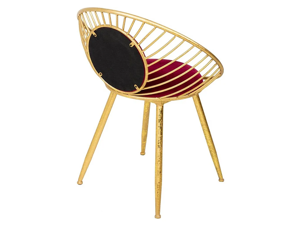 Banco estofado em metal dourado vermelho 55x46x70