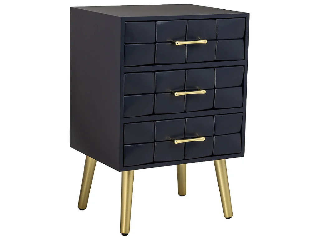Mesa de cabeceira de madeira preta 44x35x65h cm