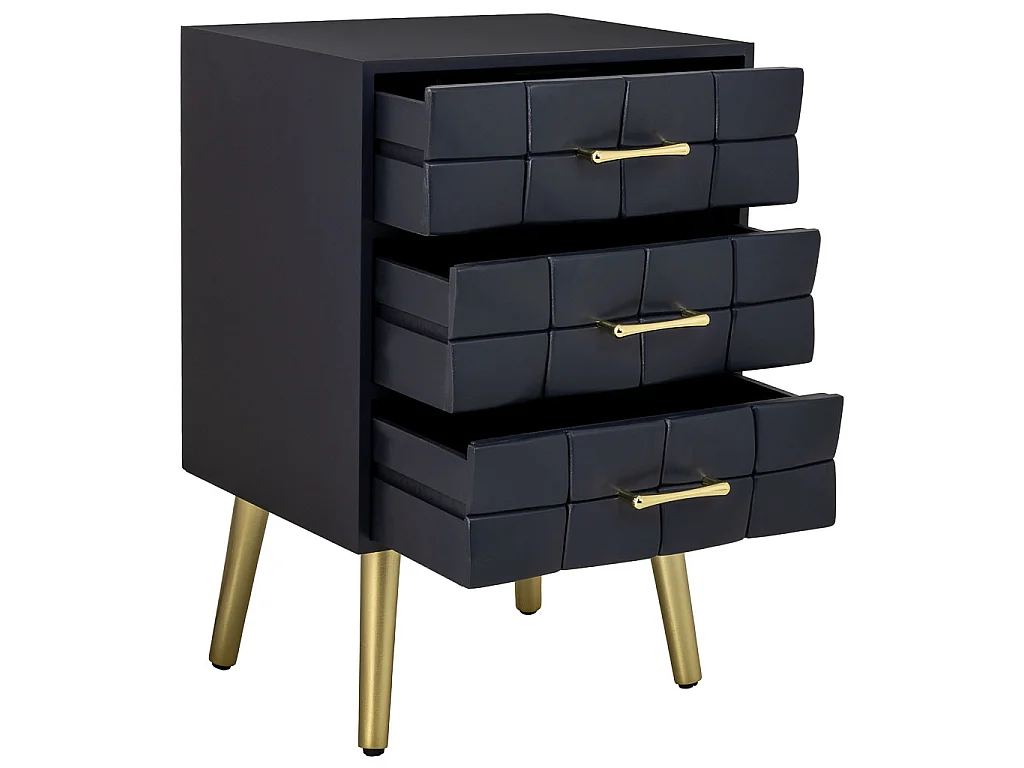 Mesa de cabeceira de madeira preta 44x35x65h cm