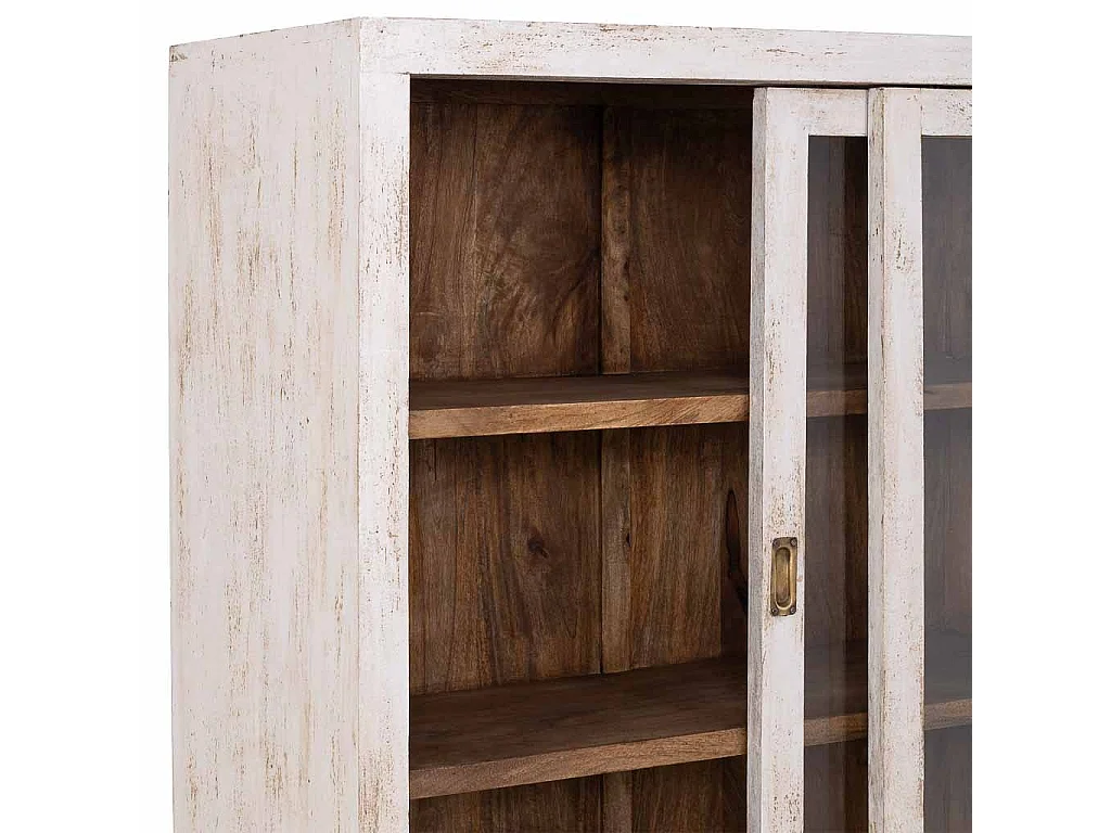 Weiße, handgefertigte Holzvitrine, 160 x 45 x 190 cm (H)
