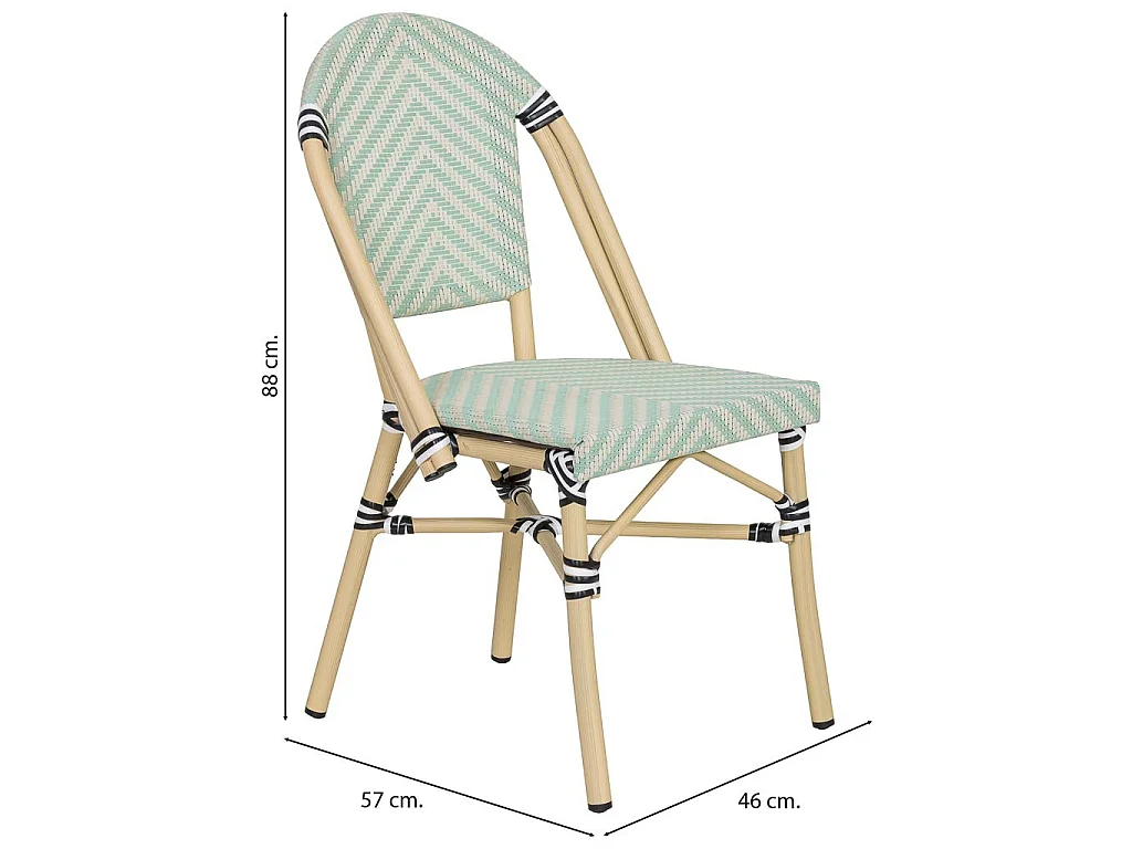 Fauteuil en rotin synthétique vert 46x57x88 cm
