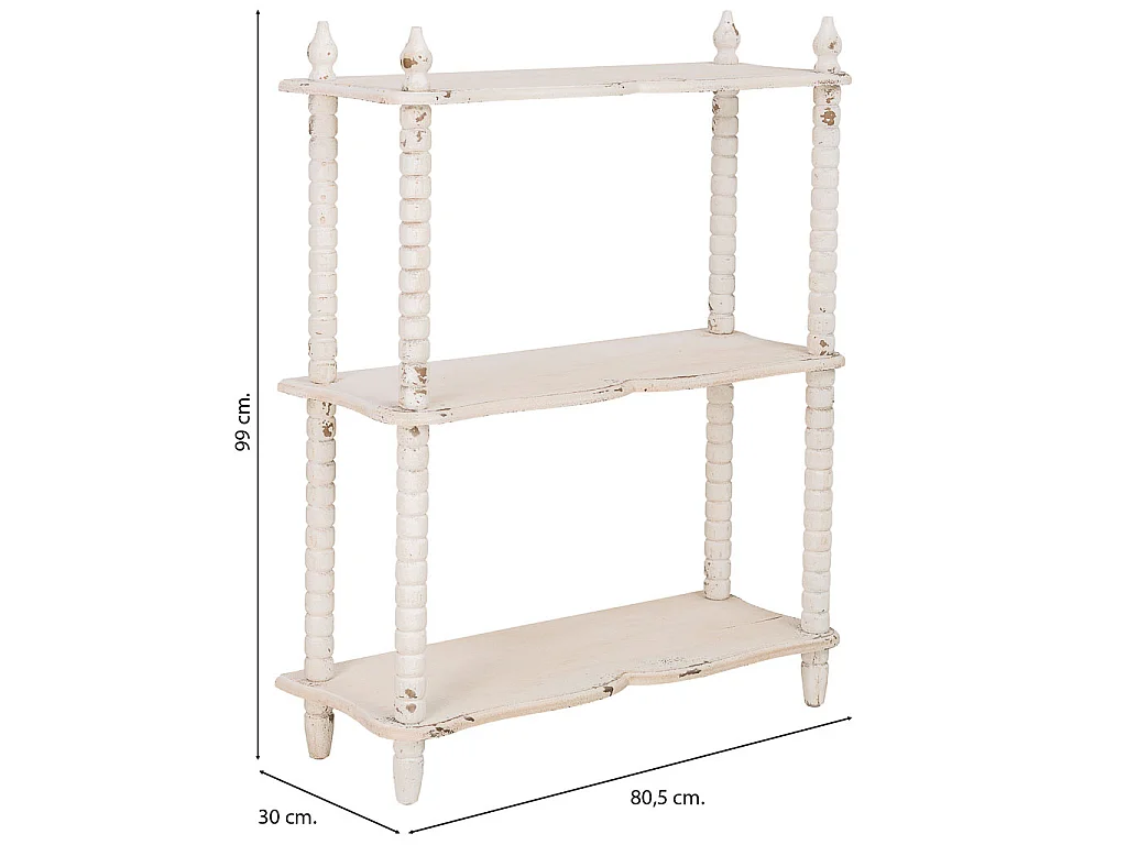 Weißes Holzregal, 80,5 x 30 x 99 cm (Höhe)