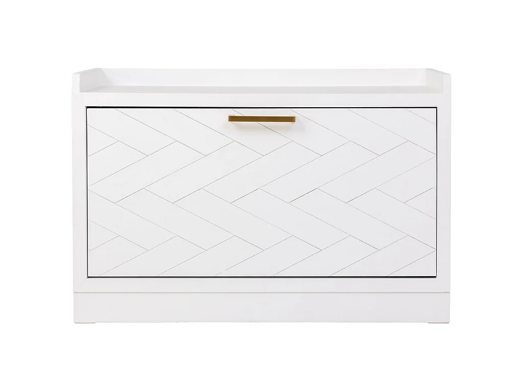 Schuhregalbank aus Holz und Metall 80x38x53 Weiß