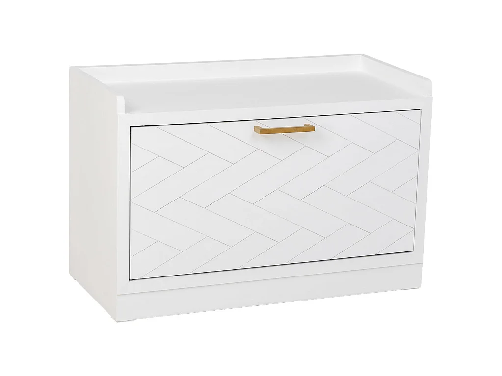 Schuhregalbank aus Holz und Metall 80x38x53 Weiß