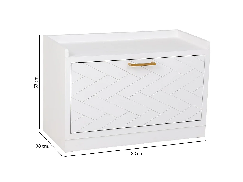 Schuhregalbank aus Holz und Metall 80x38x53 Weiß