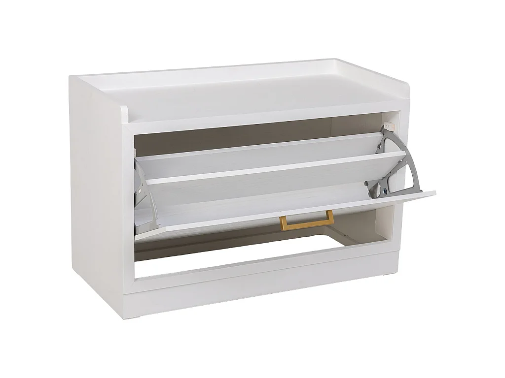 Schuhregalbank aus Holz und Metall 80x38x53 Weiß