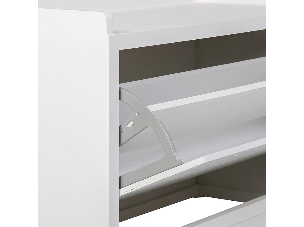 Schuhregalbank aus Holz und Metall 80x38x53 Weiß