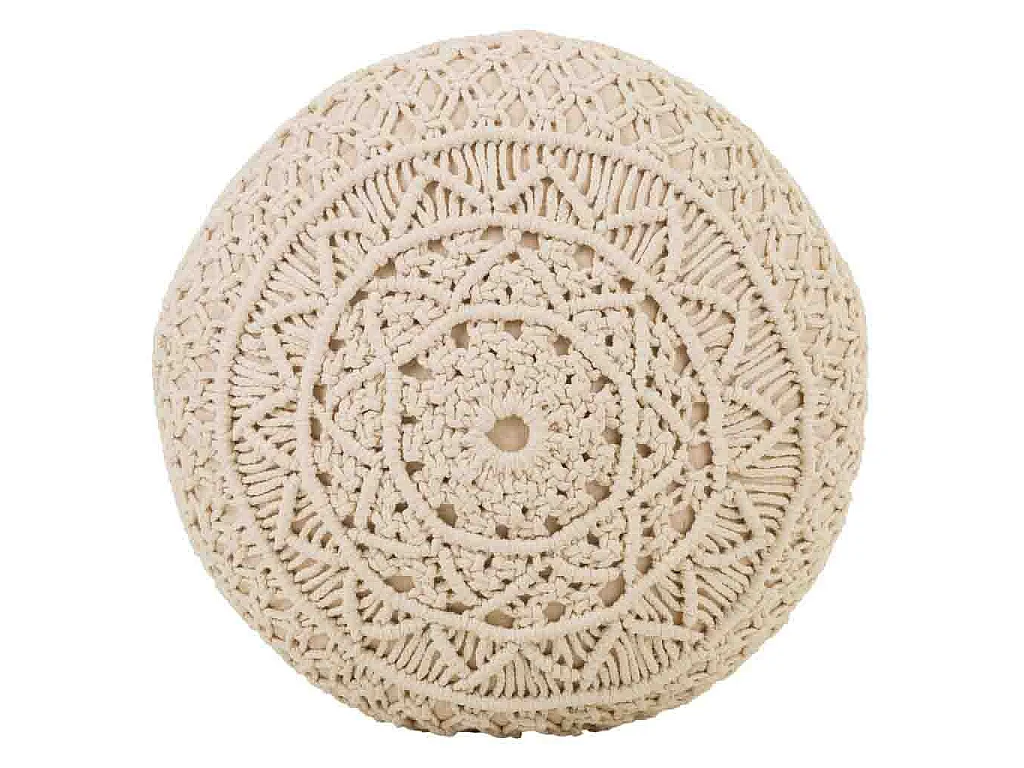 Puff de algodón trenzado color crema 50x50x30