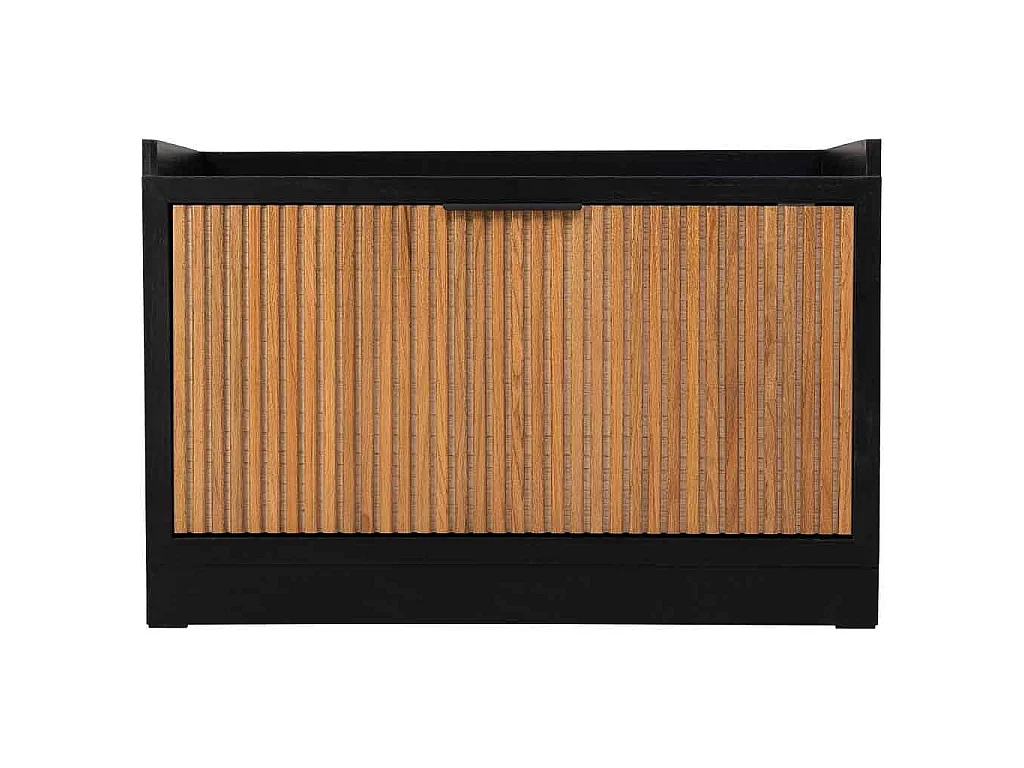 Schuhregalhocker aus Holz und Metall 80x38x53 Schwarz