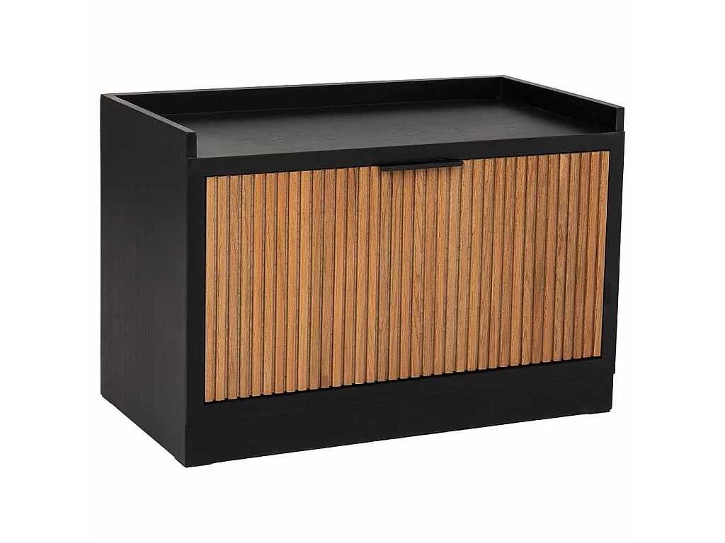 Schuhregalhocker aus Holz und Metall 80x38x53 Schwarz