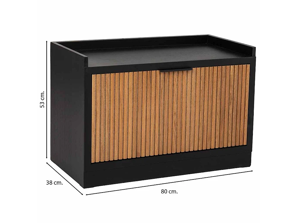 Schuhregalhocker aus Holz und Metall 80x38x53 Schwarz