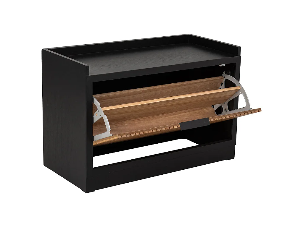 Schuhregalhocker aus Holz und Metall 80x38x53 Schwarz